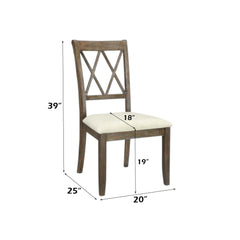 Hades Beige Linen & Salvage Brown Finish Side Chair (Set of 2)