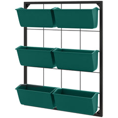 3-Tier Hanging Planter with 6 Pots for Indoor and Outdoor Use, Wall Planter, Self Draining & Wall Mounted, Green