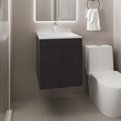 Paradise Vanity 45 Meka, with Two Drawers and Open Shelf, Black
