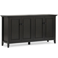 Atlas 66 inch Wide Solid Wood Transitional 4 Door Storage Cabinet in Hickory Brown