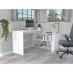 Comet Modern L-Shaped Computer Desk with Open & Closed Storage -White