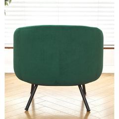 Mid-Century Modern Velvet Accent Chair, Upholstered Barrel Armchair with Metal Legs, Comfy Single Sofa Chair for Living Room Bedroom
