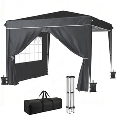 10 x 10 ft Pop Up Canopy Tent with Sidewalls, UPF50+ Outdoor Portable Instant Canopy Shelter with Carry Bag, Black
