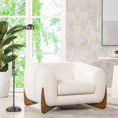 Vista 44" Sherpa Arm Chair, Ivory White Boucle
