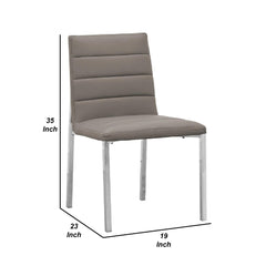 Star 23 Inch Faux Leather Channel Dining Chair, Chrome Legs, Set of 2, Gray