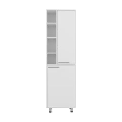 Legend Kitchen Pantry with 2 Doors, Adjustable Shelves, side Shelves, Compact Storage Cabinet for Kitchen Organization, White