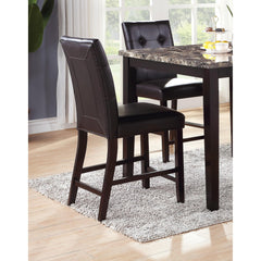 Agamemnon Contemporary Set of 2 Counter Height Chairs Brown Finish Dining Seating's Cushion Chair Tufted Back Kitchen Dining Room