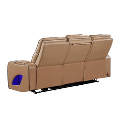 Hephaestus Modern Style Upholstery Recliner Sofa Made with Wood & Massage Function Included - Caramel