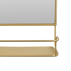 Sonata Wall Mirror Decoration with Shelf, 17 x 24, Gold Metal