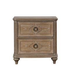 Agamemnon Contemporary 1pc Nightstand Rustic Oak Veneer Solid wood Bedside Table w USB-A And USB-C