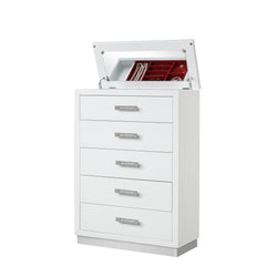 Aphrodite Chest with Mirror Lid on Top Made with Wood in Milky White