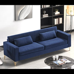 Hades 85.8" Velvet Sofas for Living Room, 3 Seater Couch with Classic Modern Appeal and Luxurious Soft Comfort, Easy to Maintain, Blue