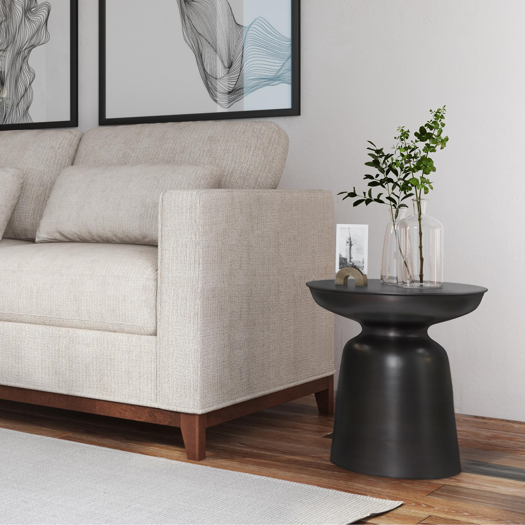Rhapsody 17 inch Wide Modern Industrial Metal Accent Table in Antique ...
