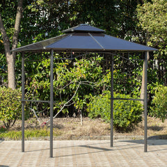 8' x 5' Barbecue Grill Gazebo Tent, Outdoor BBQ Canopy with Side Shelves, and Double Layer PC Roof, Brown