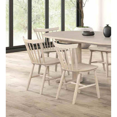2pc Dining Chair Spindle Back Molded Seat Mid-Century White Oak Dining Furniture