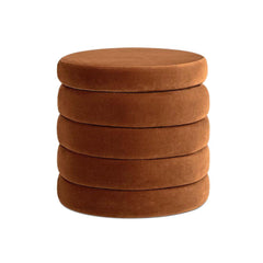 Tale 19" Oversized Round Storage Ottoman, Burnt Orange Performance Velvet