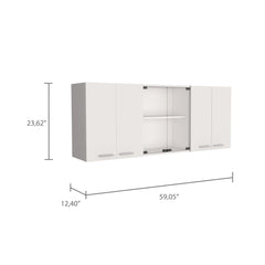 Archive 150 Wall Cabinet With Glass, Four Interior Shelves, Two Double Door -White