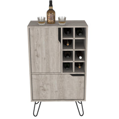 Record L Bar Cabinet, Eight Built-in Wine Rack, Single Door -Light Gray