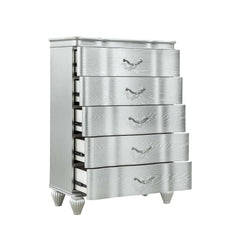 Millennium Traditional Style 5-Drawer Chest With metal drawer pulls Made with Wood in Silver