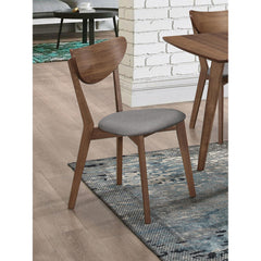 Natural Walnut and Grey Upholestered Dining Chair (Set of 2)