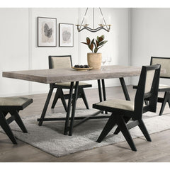 Contemporary 5pc Black Dining Set Rubber wood Table w 4x Side Chairs Rectangle Dining Table