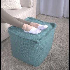 Paradise Yarn Square Pouf, Teal