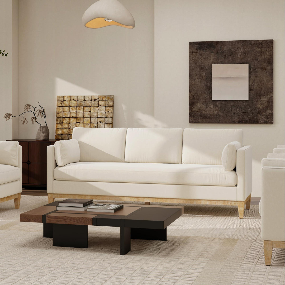 Revelation 84" Modern Farmhouse Sofa, French beige Performance Velvet