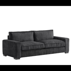 Odysseus Corduroy Sofa with Sleek Design, Spacious and Comfortable 3 Seater Couch for Modern Living Room, Ideal for Entertainment and Cozy Moments, Large, Black