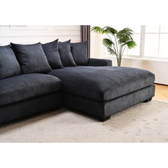 Odysseus Oversized Two-Piece Right Facing Sectional Couches for Living Room, 102.4-Inch L Shaped Sofa with Chaise, Upholstered with Corduroy Fabric, Black