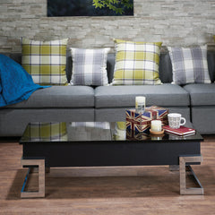 Orestes Black High Gloss & Chrome Finish Coffee Table w/ Lift Top