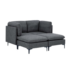 Linen Upholstered Modular Sectional with Metal Legs