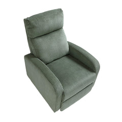 Modern Push Back Recliner Chair Green Soft Corduroy Upholstery Comfort Solid Wood Living Room Furniture 1pc