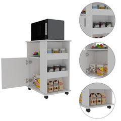 Vault Lower Microwave Cabinet, Single Door, Three Side Shelve -White