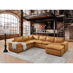 Large Arm Leather Match Upholstery Modular Sectional