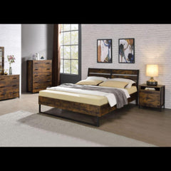 Sun Rustic Oak & Black Finish E. King Bed