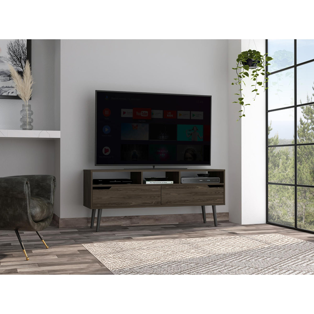 Millennium Haven 2-Drawer 3-Shelf TV Stand Dark Walnut