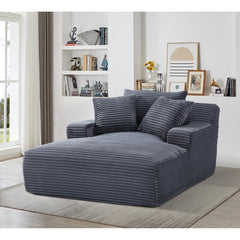 Planet Oversized Chaise Lounge Chair in Soft Corduroy, Modern Comfy Couch with Full Foam Cushioning, Cozy Sleeper Sofabed for Living Room, Bedroom, No Assembly Required, Grey