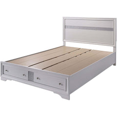 Contemporary White Color Panel Headboard 1pc King Size Bed w Drawers Beautiful Bedroom Furniture