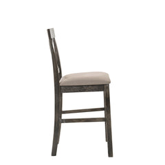 Crown II Tan Linen & Weathered Gray Finish Counter Height Chair (Set of 2)