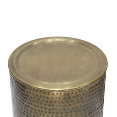 Waltz 16 inch Wide Metal Side Table in Hammered Antique Gold