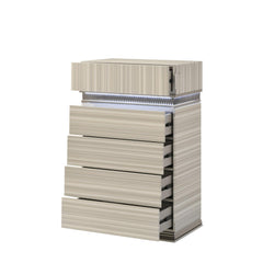 Earth Modern Style 5 Drawer Chest made with wood and LED in Gray with clean linear detailing