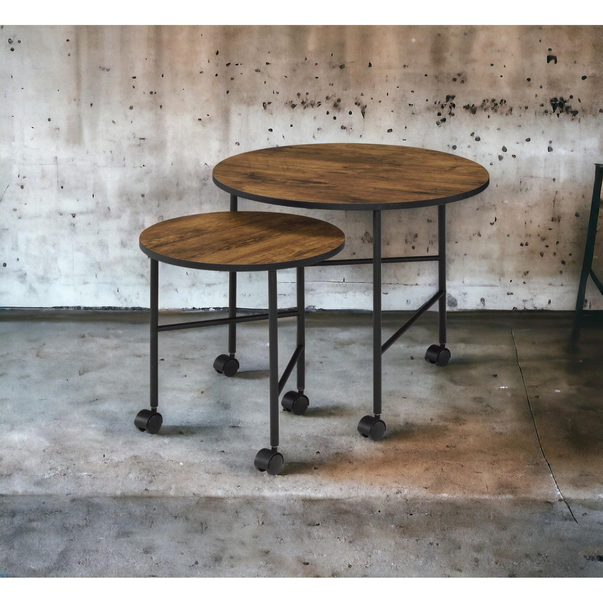 Paradise Vintage Oak Finish Nesting Table Set