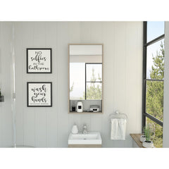 Zenith Medicine Cabinet, One External Shelf, Single Door Mirror Two Internal Shelves -Light Gray