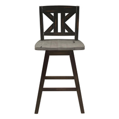 Mercury Height Chairs Set of 2, Black Gray 360-degree Swivel Chair Solid Rubberwood Kitchen Dining Furniture, Divided X-Back