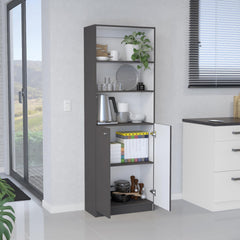 2-Door Bookcase with Upper Shelves, Matt Gray / White