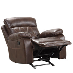 Transitional Style Diamond Stitching Manual Chair Pillow Top Arms Brown Finish Primary Living Room