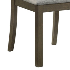 Aphrodite Set of 2 Dining Chairs, Brown Wood Slatted Back, Gray Fabric Seat
