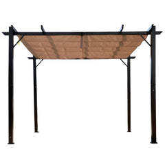 10' x 10' Outdoor Pergola Aluminum Gazebo w/ Retractable Canopy for Patio, Backyard, Party, Brown