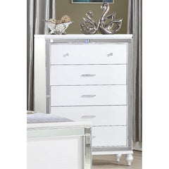 Utopia Mirror Framed 5-Drawer Chest Made With Wood in WHITE Color