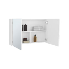 Aphrodite 19.7" H x 31.5" W Double Door Mirror Medicine Cabinet, Three interior Shelves for Bathroom, Kitchen White